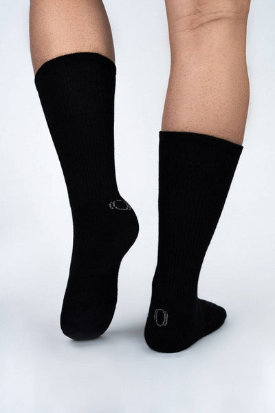 Long Staple Yarn Cotton Crew Black Socks