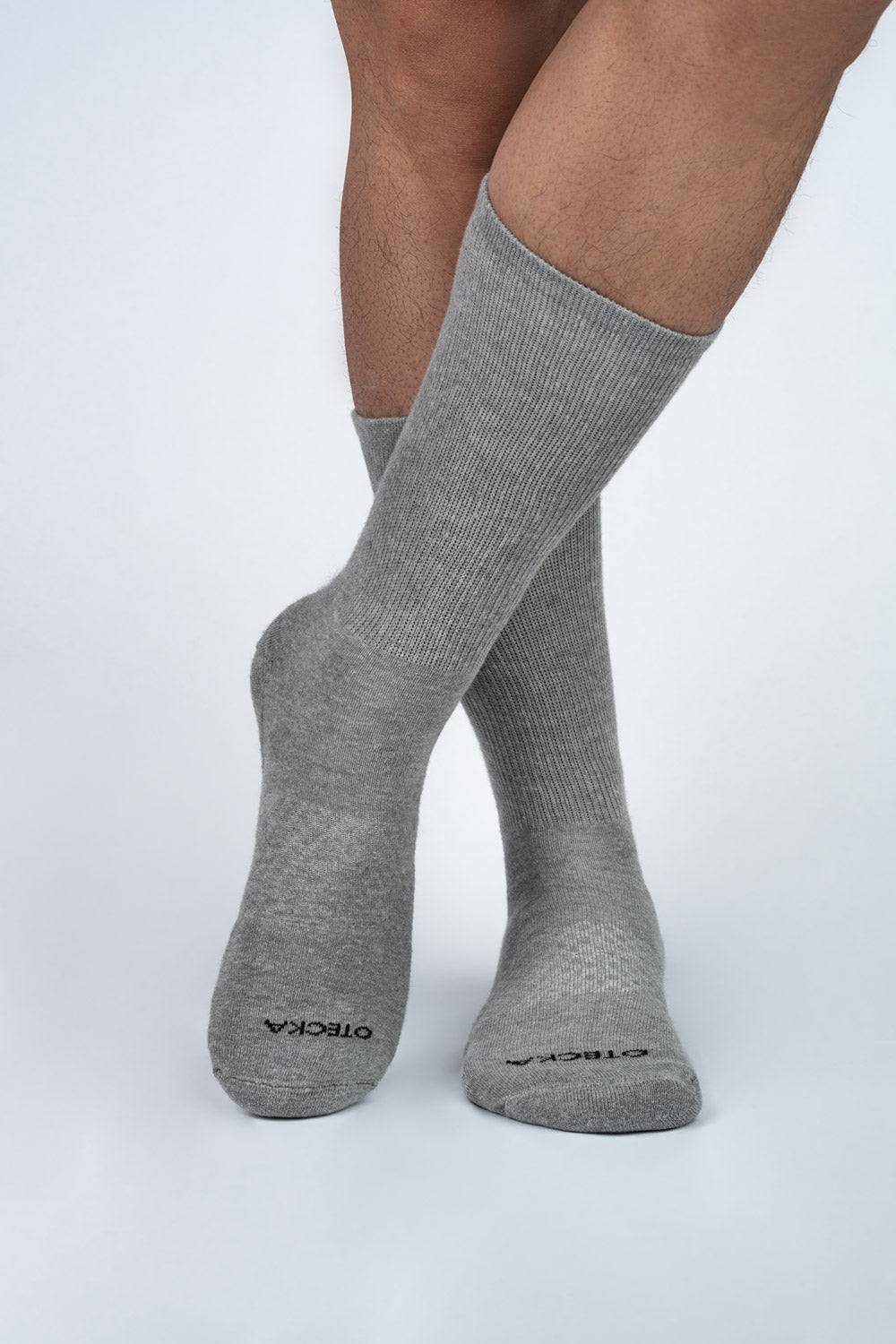 Basic Crew Socks Heather Grey Pack of 3